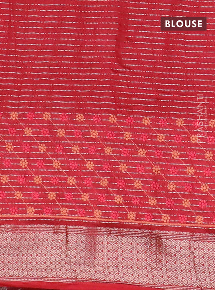 Assam silk saree red with allover zari weaves & embroidery work buttas and zari woven border