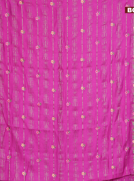 Assam silk saree pink with allover zari weaves & embroidery work buttas and floral design embroidery work zari border