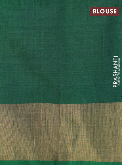 Ikat silk cotton saree off white grey and green with allover ikat weaves and zari woven border