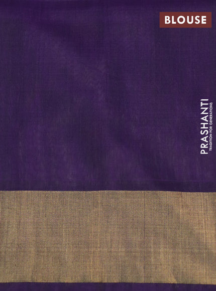 Ikat silk cotton saree grey and deep violet with allover ikat weaves and zari woven border