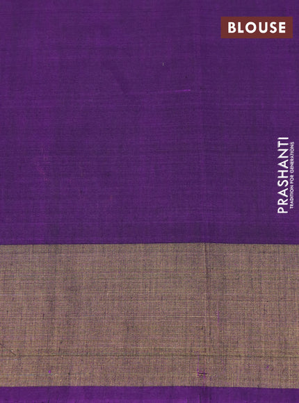 Ikat silk cotton saree grey and violet with allover ikat weaves and zari woven border