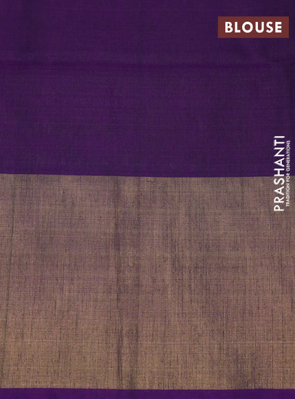 Ikat silk cotton saree green and violet with allover ikat weaves and long ikat woven zari border