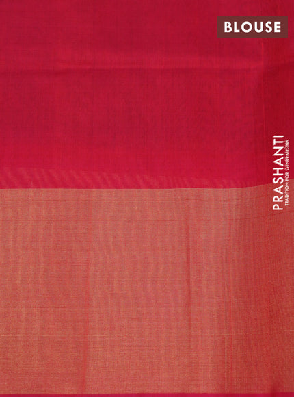 Ikat silk cotton saree dark blue and pink with allover ikat weaves and long ikat woven zari border