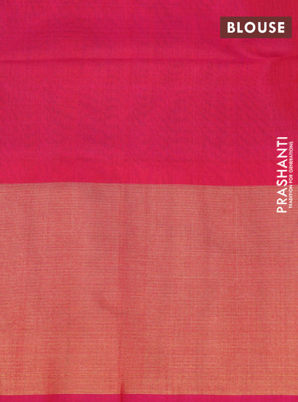 Ikat silk cotton saree blue and pink with allover ikat weaves and long ikat woven zari border