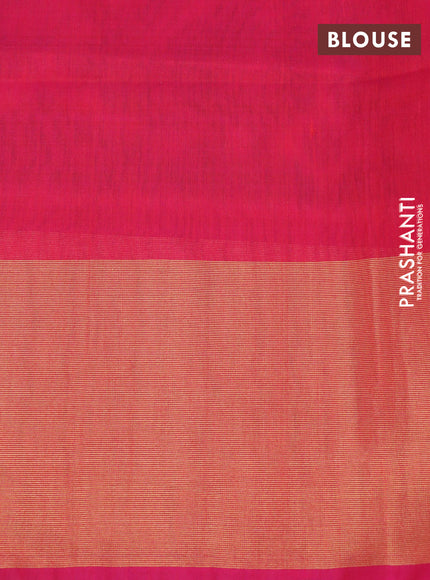 Ikat silk cotton saree grey and pink with allover ikat weaves and long ikat woven zari border