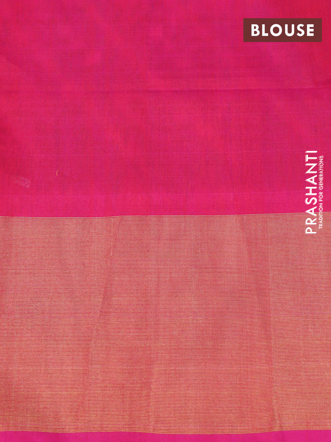 Ikat silk cotton saree grey and pink with allover ikat weaves and long ikat woven zari border