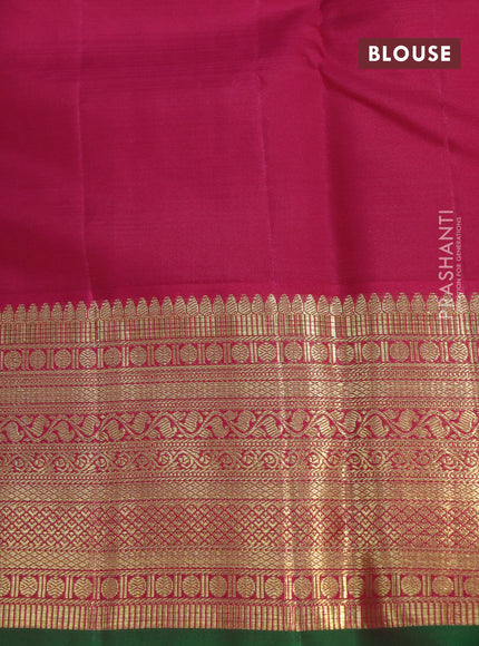 Pure kanchipuram silk saree beige and pink green with zari woven buttas and zari woven korvai border