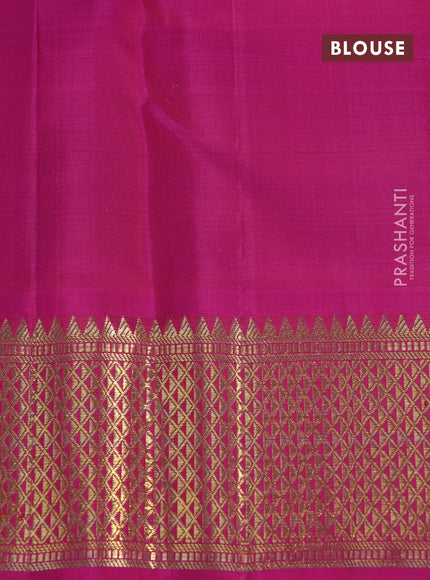 Pure kanchipuram silk saree light blue and pink with zari woven buttas and zari woven korvai border