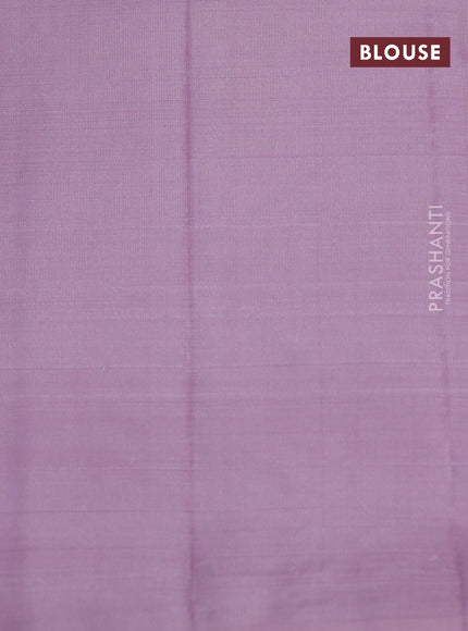 Pure kanchipuram silk saree pastel pink with thread & zari woven buttas and silver zari woven border