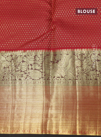 Pure kanchipuram silk saree light green and red with zari woven buttas and long zari woven border