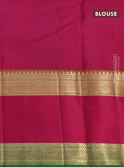 Pure kanchipuram silk saree teal blue and multi colour with zari woven buttas and rettapet zari woven border