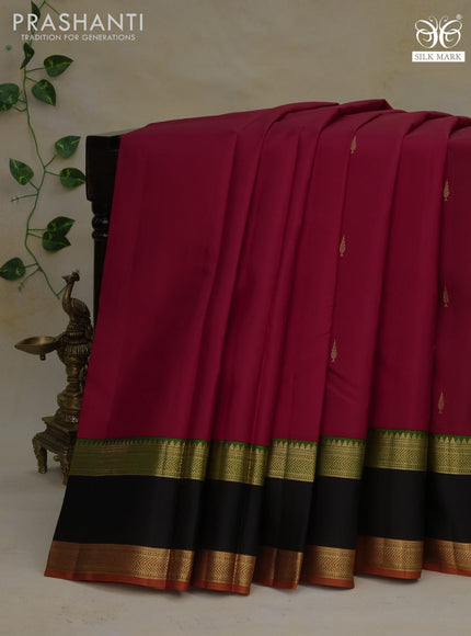 Pure kanchipuram silk saree red and multi colour with zari woven buttas and rettapet zari woven border