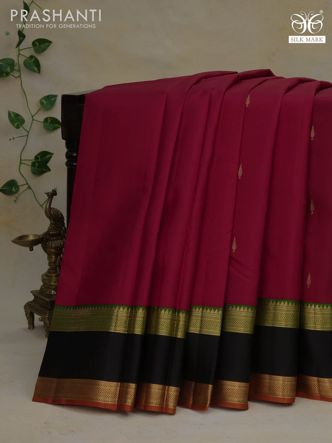 Pure kanchipuram silk saree red and multi colour with zari woven buttas and rettapet zari woven border