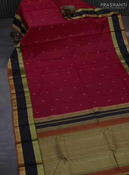 Pure kanchipuram silk saree red and multi colour with zari woven buttas and rettapet zari woven border