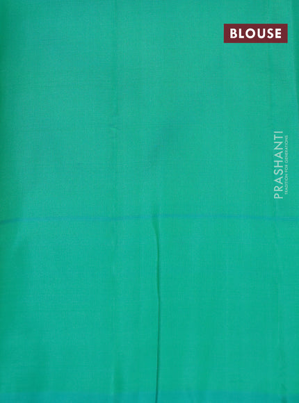 Pure kanchipuram silk saree light green and teal green with zari woven buttas and silver zari woven butta border