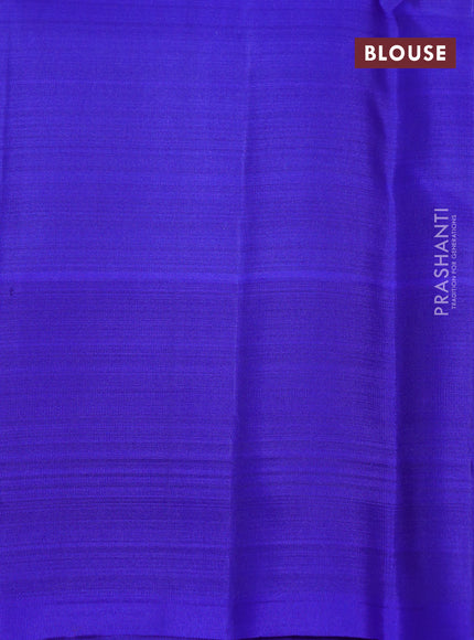 Pure kanchipuram silk saree green shade and blue with allover thread & silver zari weaves and simple border