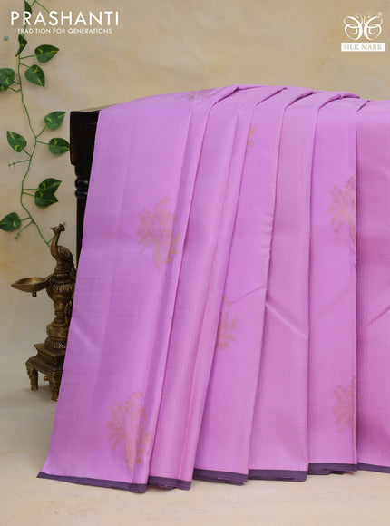 Pure kanchipuram silk saree lavender shade and blue shade with allover silver & gold zari weaves in borderless style