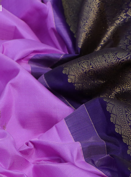 Pure kanchipuram silk saree lavender shade and blue shade with allover silver & gold zari weaves in borderless style