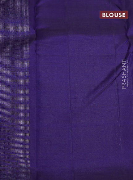 Pure kanchipuram silk saree lavender shade and blue shade with allover silver & gold zari weaves in borderless style