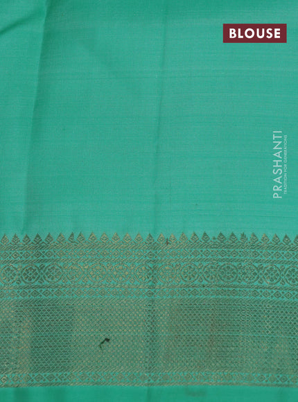 Pure kanchipuram silk saree teal green shade with allover zari weaves and zari woven border