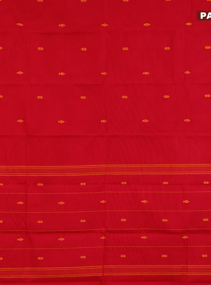 Chettinad cotton saree red and mustard shade with thread woven buttas and thread woven border & woven blouse