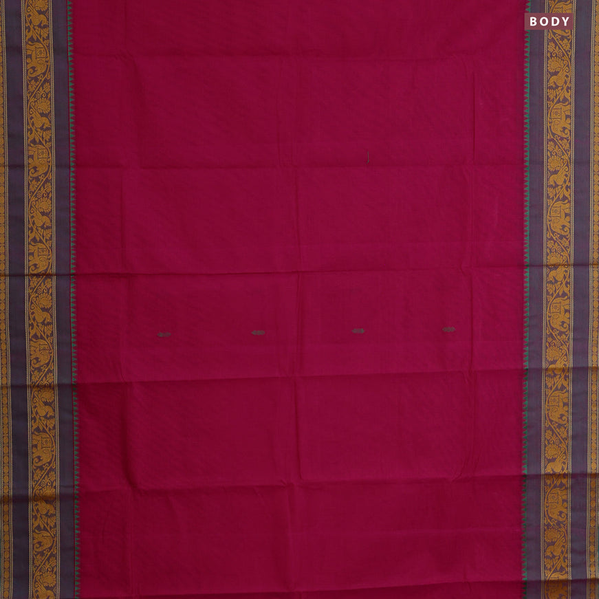 Chettinad cotton saree pink and green with thread woven buttas and thread woven border & woven blouse