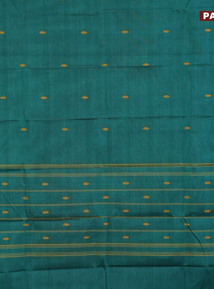 Chettinad cotton saree green and blue with thread woven buttas and thread woven border & woven blouse