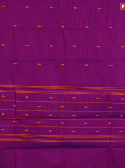 Chettinad cotton saree deep purple and blue with thread woven buttas and thread woven border & woven blouse