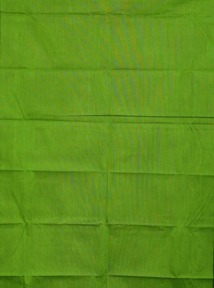 Chettinad cotton saree light green and pink with plain body and thread woven border & woven blouse