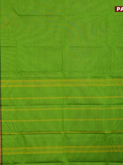 Chettinad cotton saree light green and pink with plain body and thread woven border & woven blouse