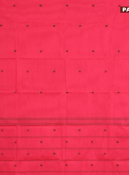 Chettinad cotton saree candy pink and green shade with thread woven buttas and thread woven border & woven blouse