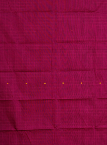 Chettinad cotton saree magenta pink and blue with thread woven buttas and rettapet thread woven border & woven blouse