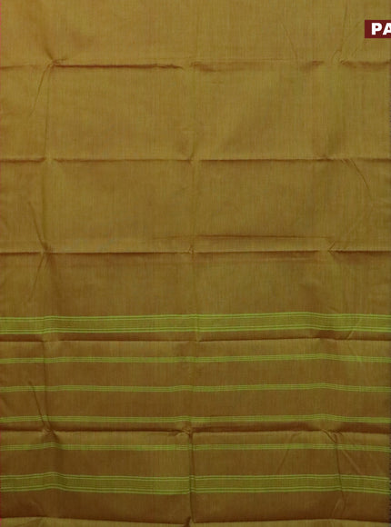 Chettinad cotton saree light green and pink with plain body and thread woven border & woven blouse