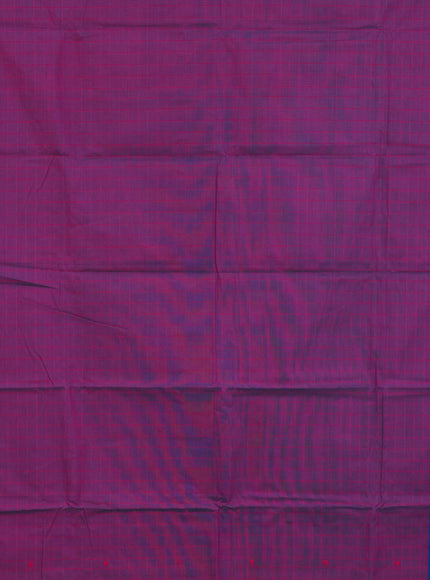 Chettinad cotton saree magenta pink shade and blue with thread woven buttas and rettapet thread woven border & woven blouse