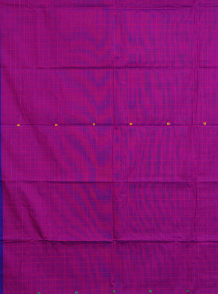 Chettinad cotton saree purple and blue with thread woven buttas and rettapet thread woven border & woven blouse