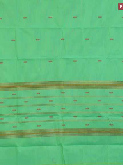 Chettinad cotton saree light green and pink with thread woven buttas and thread woven border & woven blouse