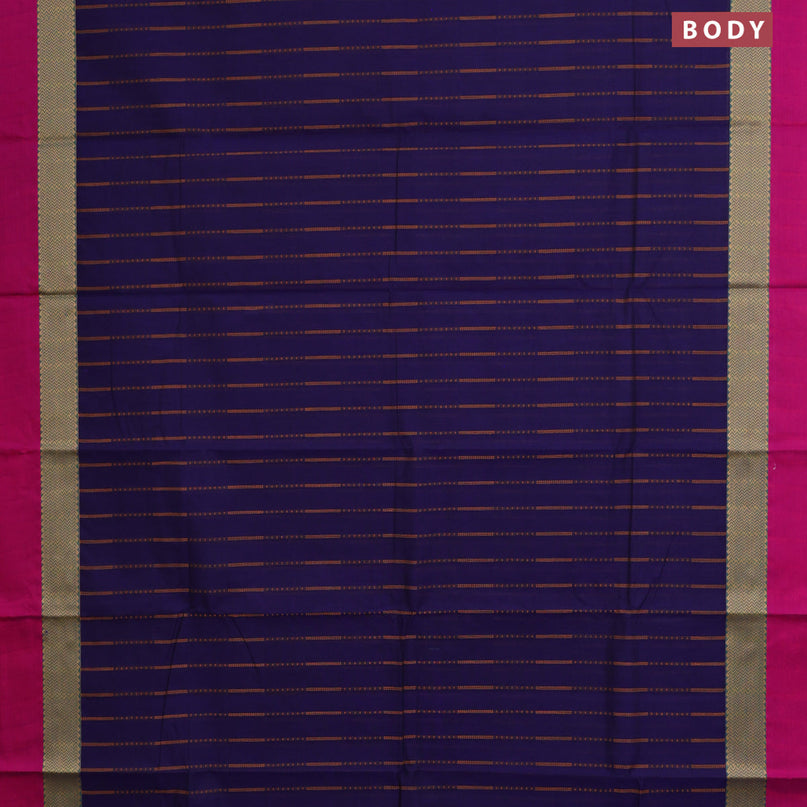 Chettinad cotton saree blue and magenta pink with allover thread weaves and zari woven simple border & woven blouse