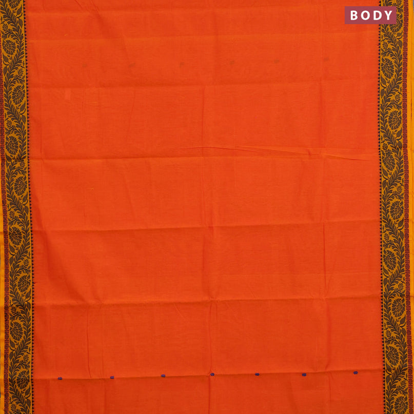 Chettinad cotton saree orange and mango yellow with thread woven buttas and thread woven border & woven blouse