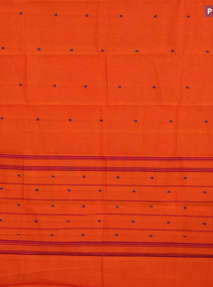 Chettinad cotton saree orange and mango yellow with thread woven buttas and thread woven border & woven blouse