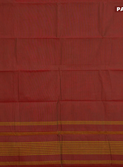 Chettinad cotton saree dual shade of maroon shade with plain body and thread woven border & woven blouse