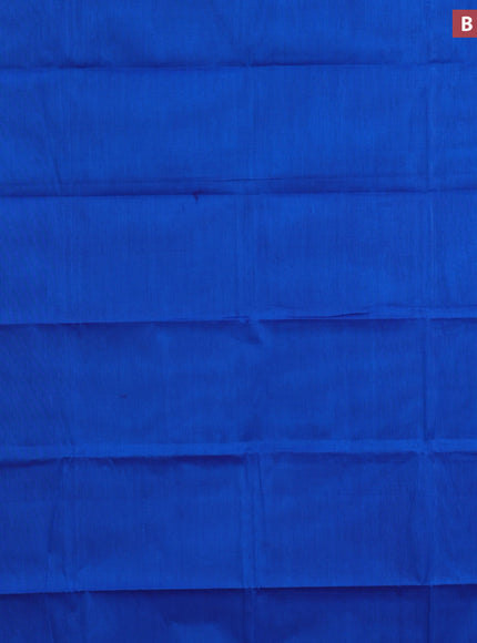 Chettinad cotton saree cs blue and blue with plain body and thread woven border & woven blouse