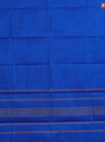 Chettinad cotton saree cs blue and blue with plain body and thread woven border & woven blouse