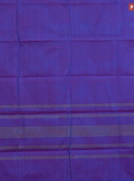 Chettinad cotton saree dual shade of blue with plain body and thread woven border & woven blouse