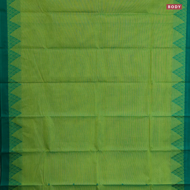 Chettinad cotton saree light green and green with thread woven buttas and thread woven border & woven blouse