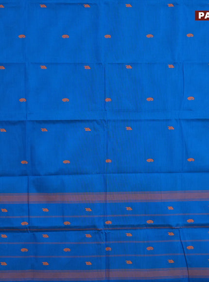 Chettinad cotton saree cs blue with thread woven buttas and thread woven border & woven blouse