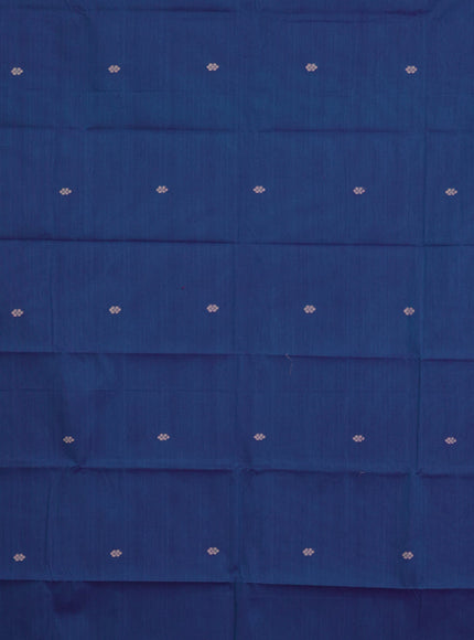 Chettinad cotton saree dual shade of blue and blue with thread woven buttas and thread woven border & woven blouse