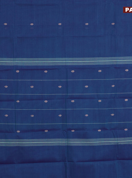 Chettinad cotton saree dual shade of blue and blue with thread woven buttas and thread woven border & woven blouse