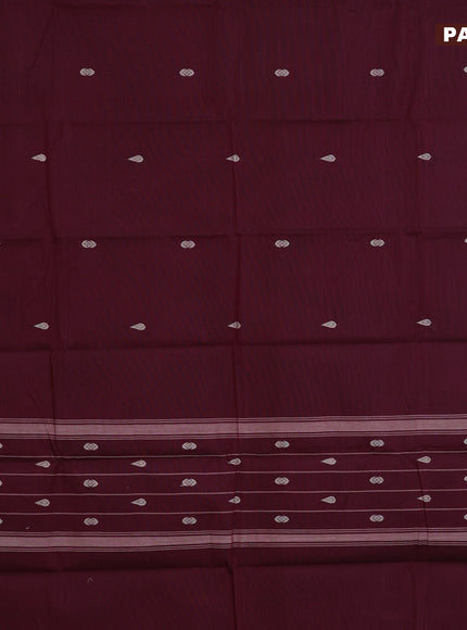 Chettinad cotton saree deep maroon and blue with thread woven buttas and thread woven border & woven blouse