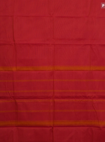 Chettinad cotton saree pink shade and blue with plain body and thread woven border & woven blouse