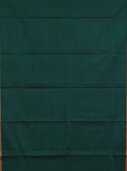 Chettinad cotton saree green and maroon with plain body and thread woven border & woven blouse